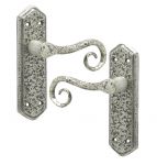 Pewter Cast Iron Victorian Rat Tail Door Handles Without Keyhole (P401)